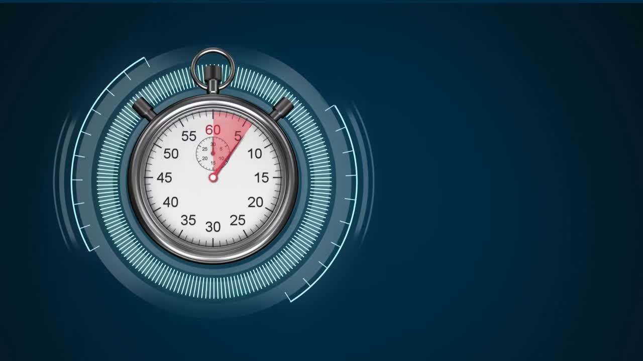 Animation of scopes scanning and data processing with stopwatch