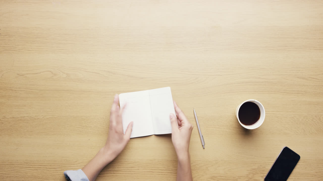 Top view woman hands working at desk from above - Red Epic Dragon