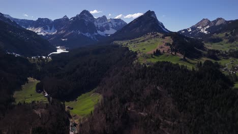 nature mountain forest hills valley aerial drone landscape swiss alps alpine region