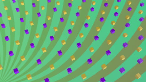 animación de filas de formas de cubos 3d que se mueven sobre rayas