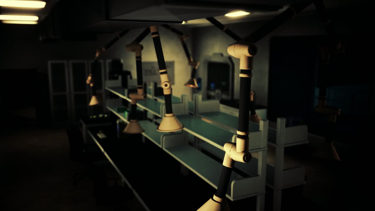 오래된 어두운 빈티지 컴퓨팅 실험실