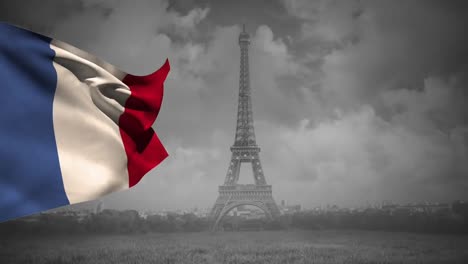 bandera francesa con la torre eiffel