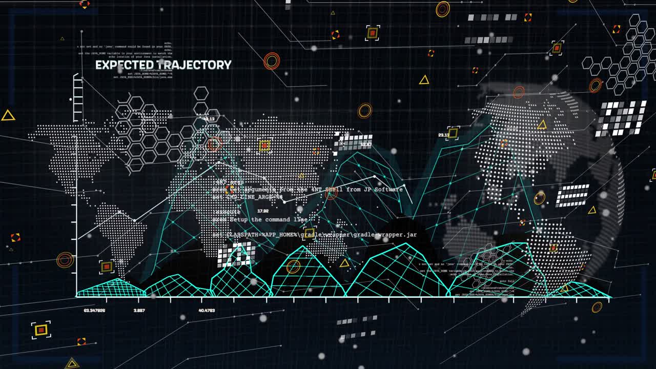 animazione dell'elaborazione dei dati su sfondo nero