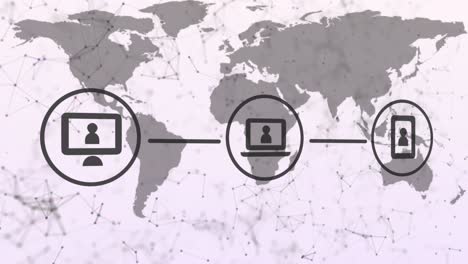 animación de la red de conexiones sobre el mapa del mundo