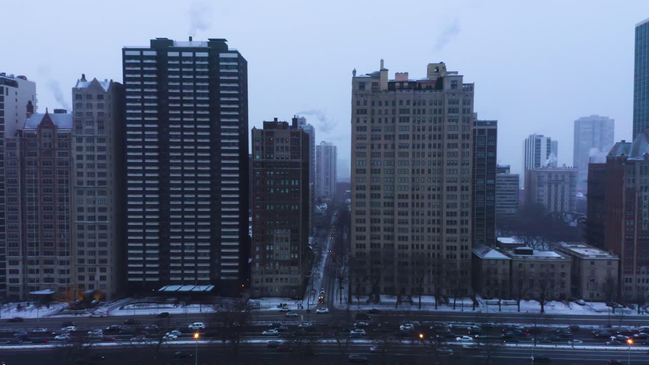 Aerial footage of Frozen Lake Michigan during 2019 Polar Vortex, Chicago, Illinois
