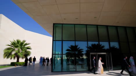 modern building exterior with people