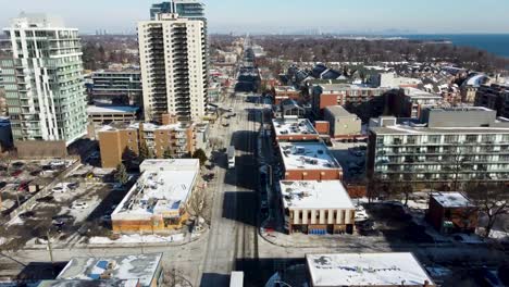 flying through downtown mississauga in winter