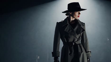 stylish woman in trench coat