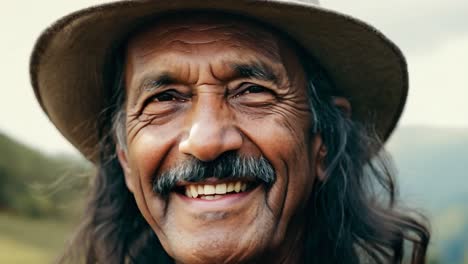 retrato de un anciano feliz con sombrero