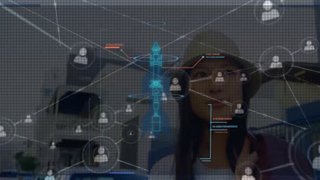 Animación-Del-Procesamiento-De-Datos-Sobre-Una-Mujer-Asiática-Sonriendo