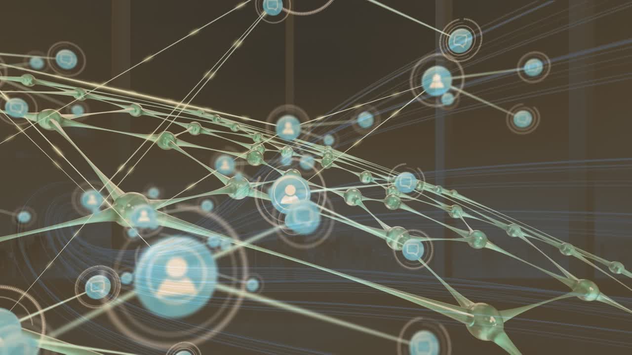Animation of network of connections over brown background