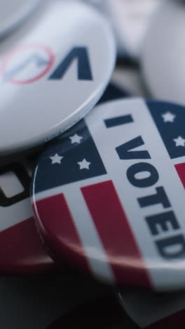 close-up of election buttons