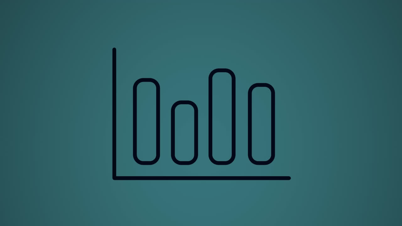 animación del icono de las estadísticas negras que se mueve sobre fondo azul