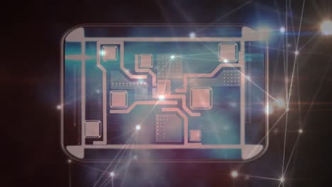 animación de conexiones y circuitos integrados en espacio negro
