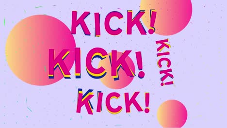 animation of kick text and circles on blue background
