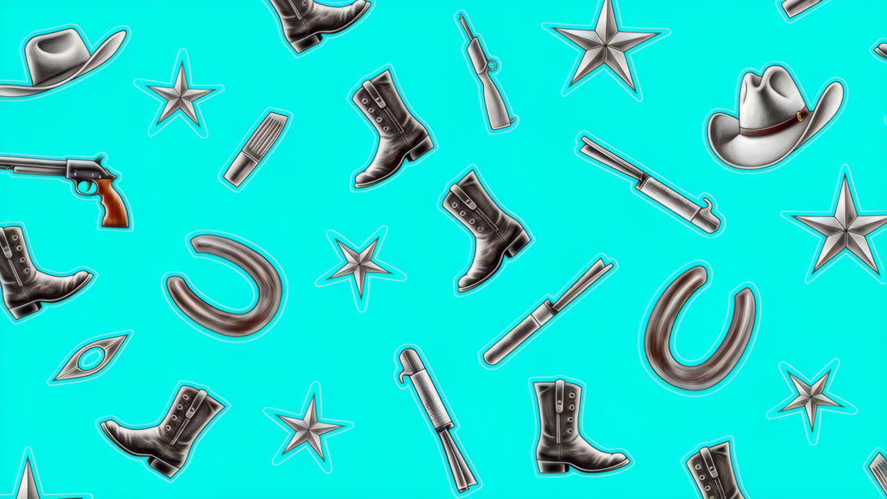 Seamless Western Cowboy Pattern with Hats, Boots, and Guns