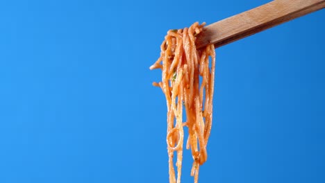 boiled pasta spaghetti with tomato sauce.