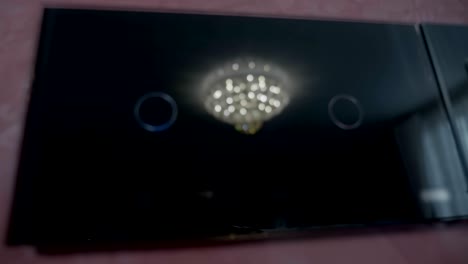 modern high-tech touch switch of black glass on 2 lines