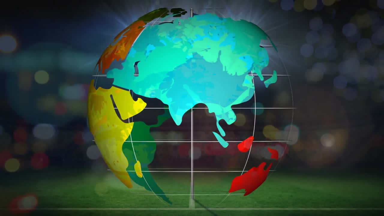 회전하는 지구 위에 반이는 불빛의 애니메이션