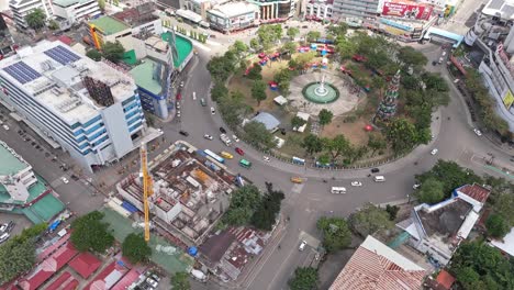 smooth pan up over cebu citys famous fuente circle