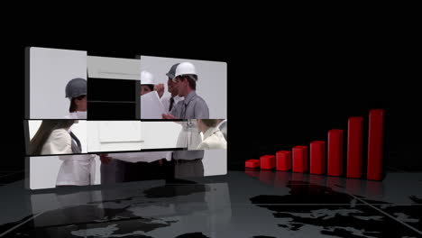 videos que muestran a personas de negocios mientras que los gráficos se muestran con imágenes de la tierra cortesía de nasa.org