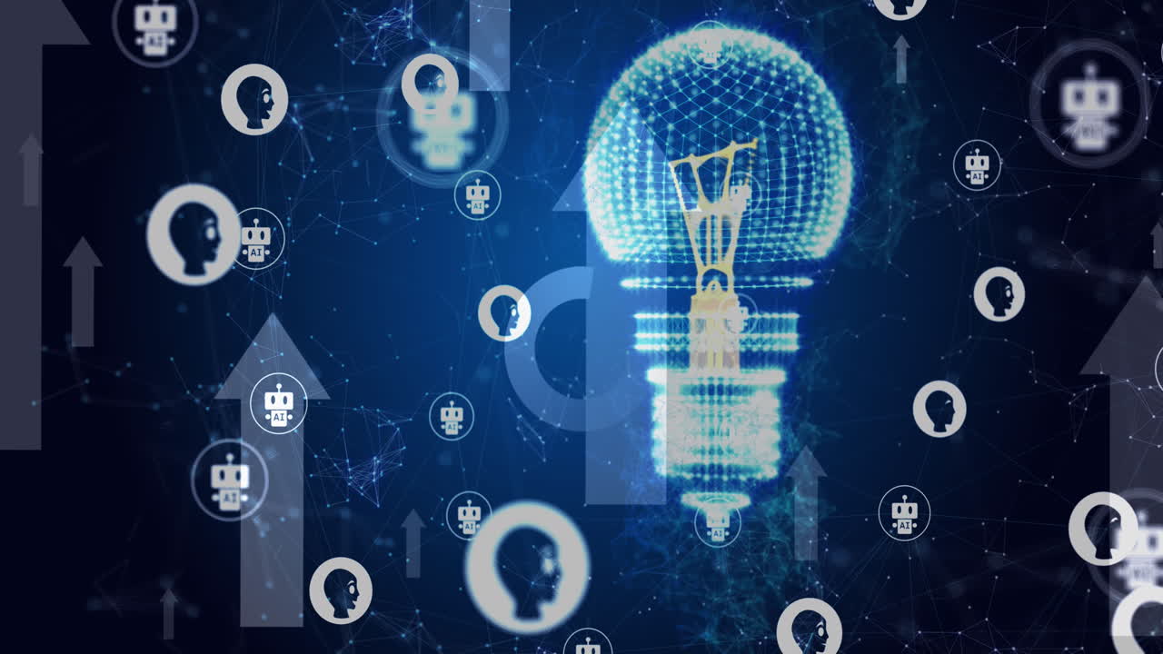 전구의 애니메이션, ai 아이콘과 연결 및 데이터 처리