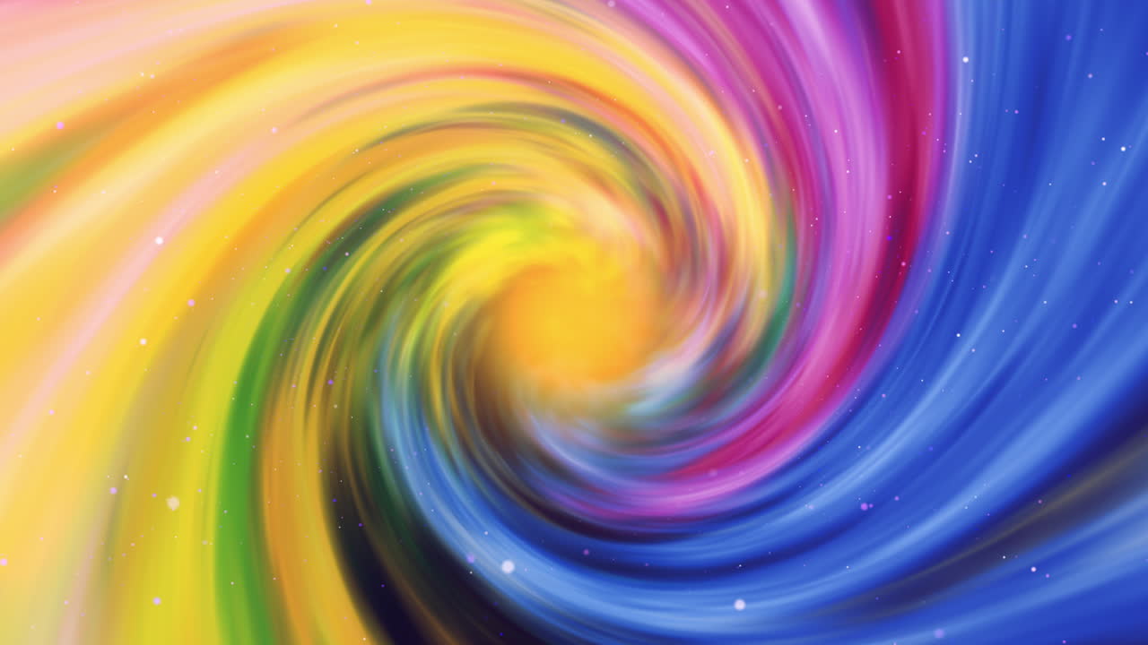 Swirling outer space in the colors of the rainbow. Spiral with glowing lines. Abstract looped background.