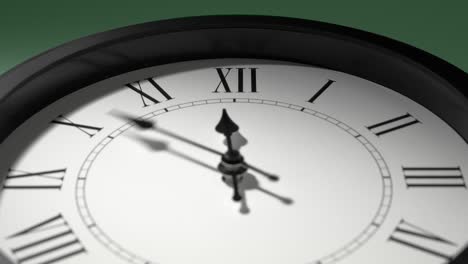 latin clock face on light green wall in time lapse