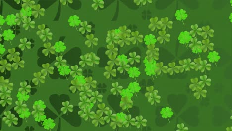 Animation-of-green-clovers-in-background-for-St.-Patricks-day