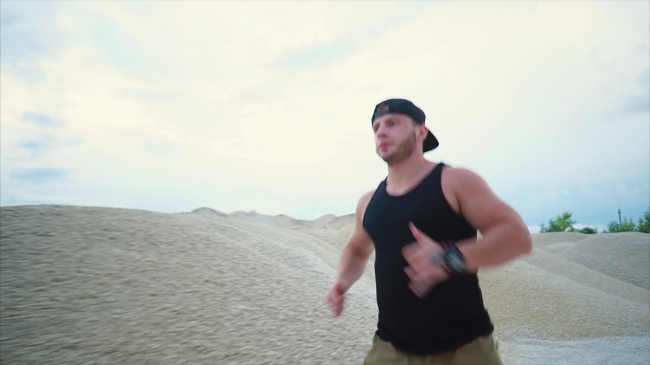 Man Running in a Quarry