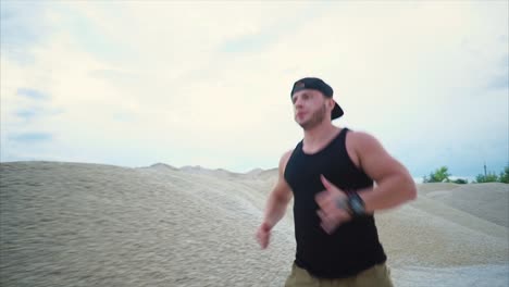man running in a quarry