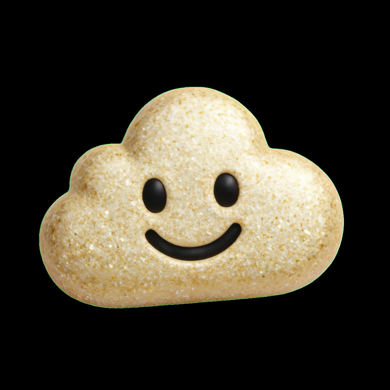 Smiling cloud-shaped stone emoji animation isolated asset, transparent 4K video, alpha channel