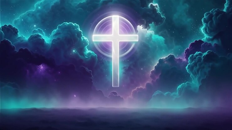 Christian Cross Heavenly Light Worship Background
