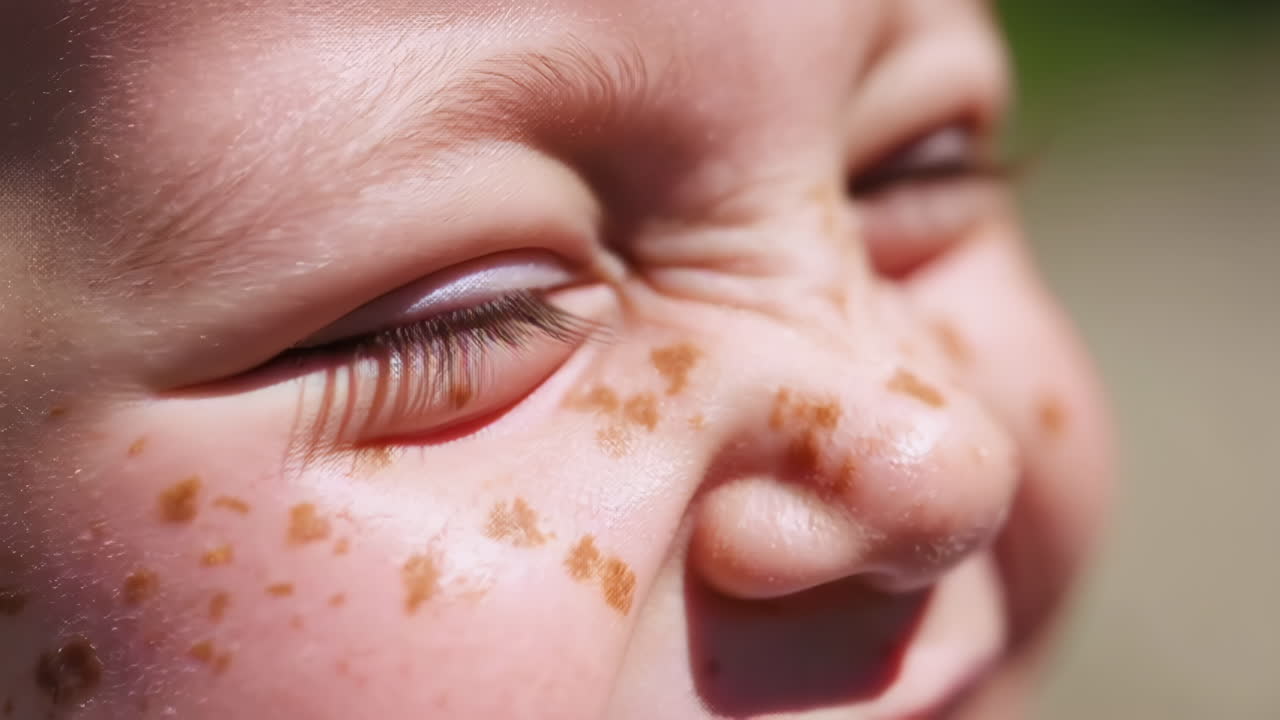 Close-up of a child's face with freckles