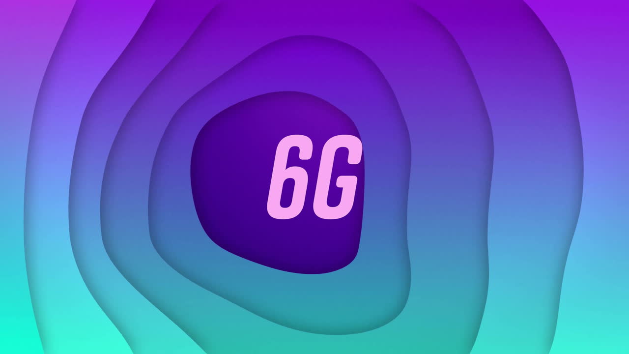 Animation of 6g over shapes on blue background