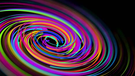 stylish creative abstract background in 4k. colored lines swirling in spiral fly along swirling path. motion design bg of particles shaping lines, helix and abstract structures. 3d render