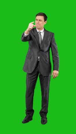 businessman gesturing and showing frustration on green screen