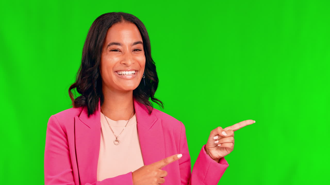 mujer de negocios, pantalla verde de estudio