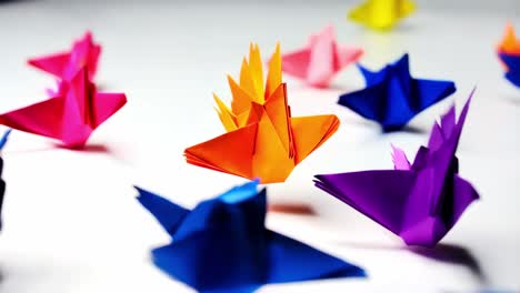 colorful origami birds