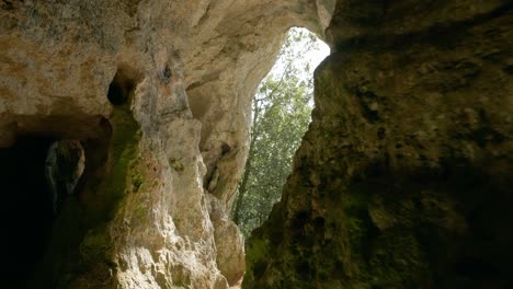 prehistoric archeological site, ancient rocky cave called grotte font-de-gaume in dordogne, france