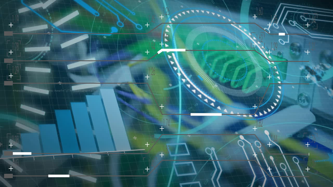 컴퓨터 서버를 통해 디지털 데이터 처리의 애니메이션