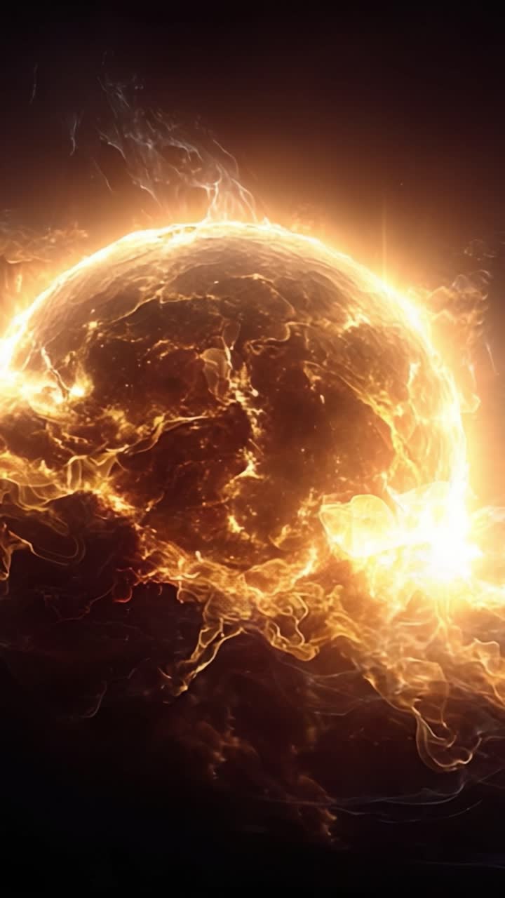 Impresionante energía cósmica: Un cautivador viaje visual a través de un cuerpo celeste que trasciende la luz y el tiempo con elegancia ígnea y un resplandor etéreo.