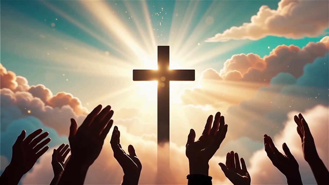 Christian Cross Heavenly Light Worship Background