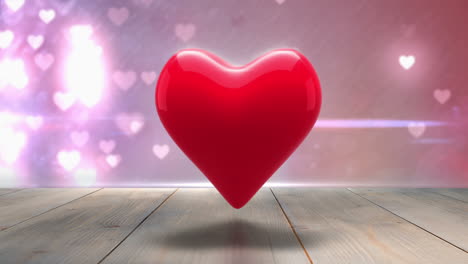 Red-heart-thumping-on-glittering-background