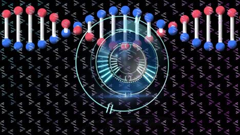 animation of data processing over dna strand