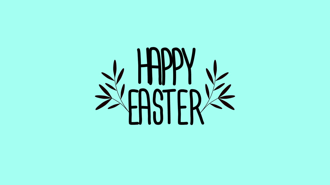 Buona Pasqua con foglie primaverili su sfumatura blu