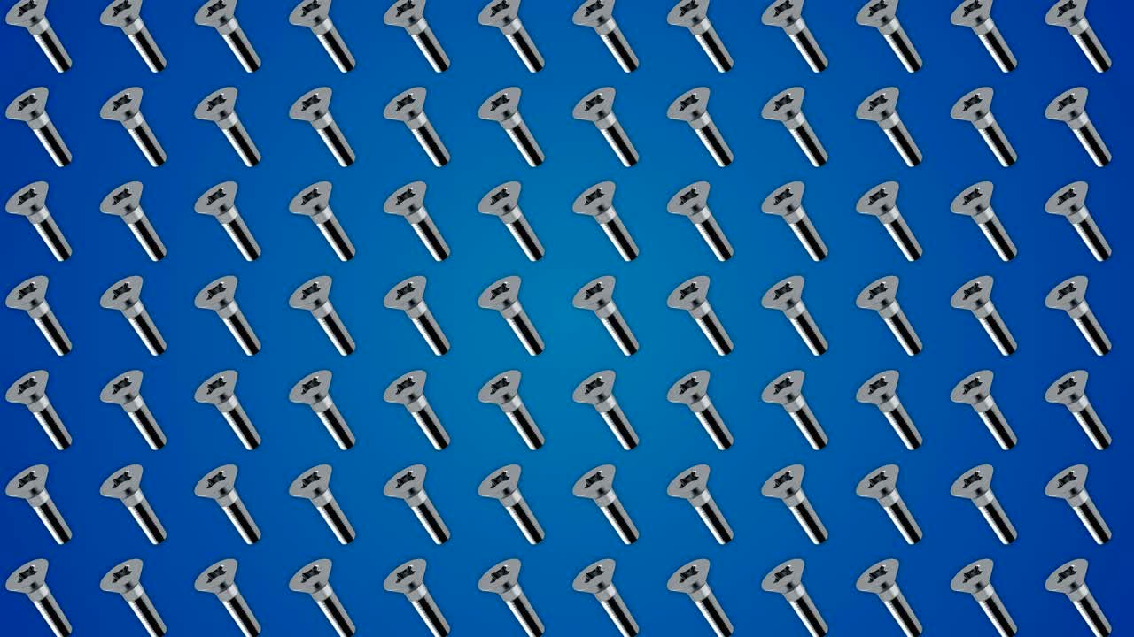 금속 나사 볼트 패턴 파란색 배경 루프