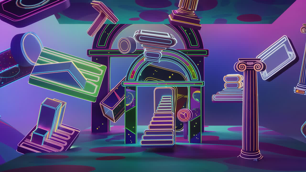 Neon Geometric Abstract Architecture