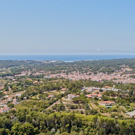drone is flying over scenic european tourist destination