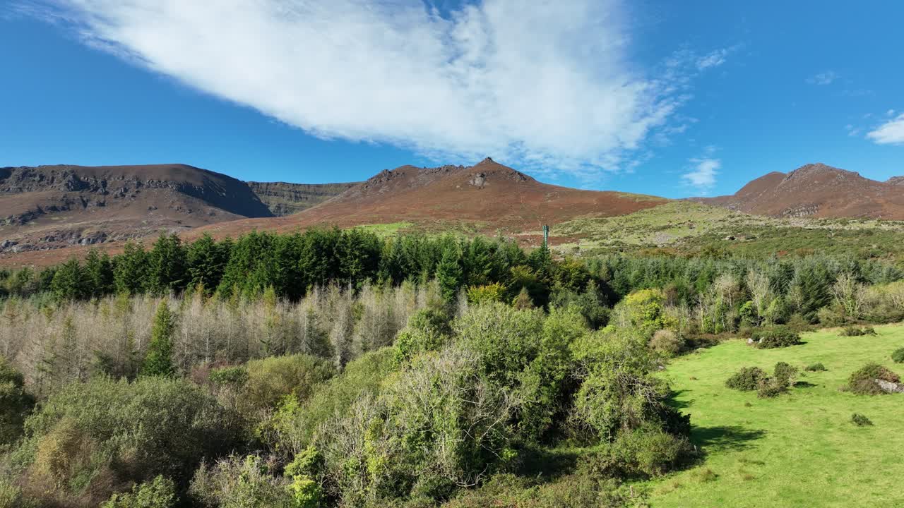 Irish Mountain Landscapes drone rising revealing Comeragh Mountain range Waterford